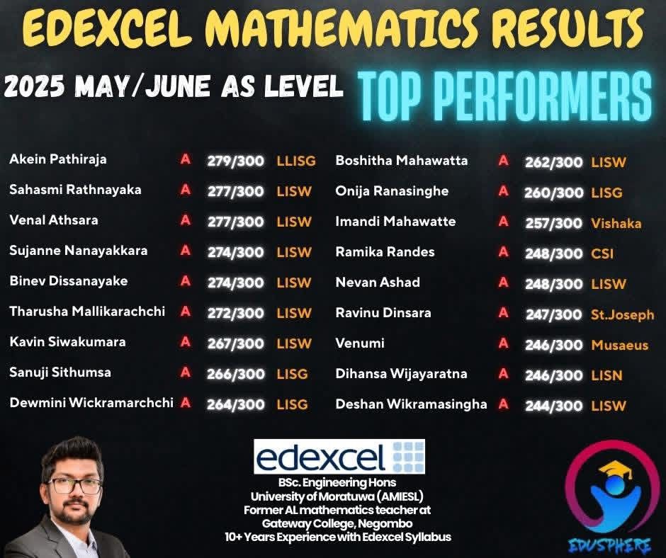 Edexcel mathematics top performers 2025