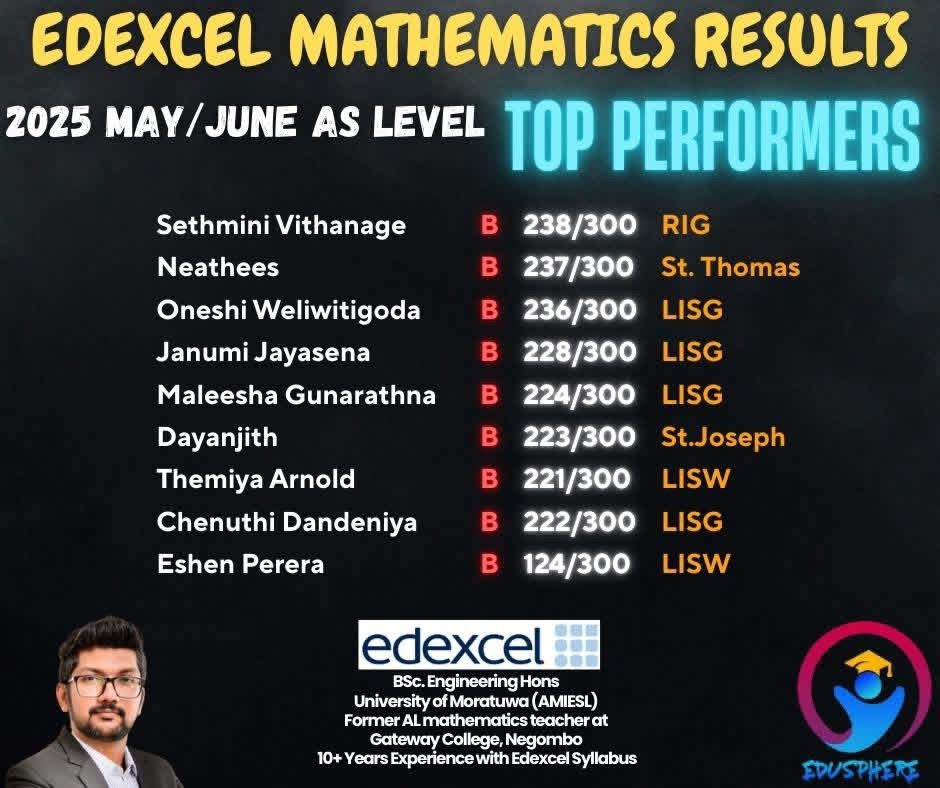 Edexcel mathematics top performers 2025